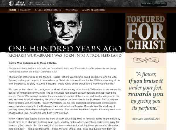 A screenshot of a WordPress site commemorating the founder of the organization